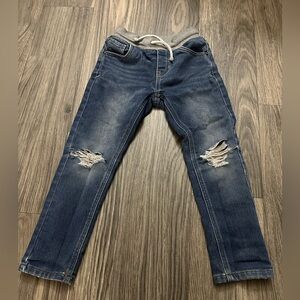 Distressed Blue Straight Leg Jeans with Ripped Knees